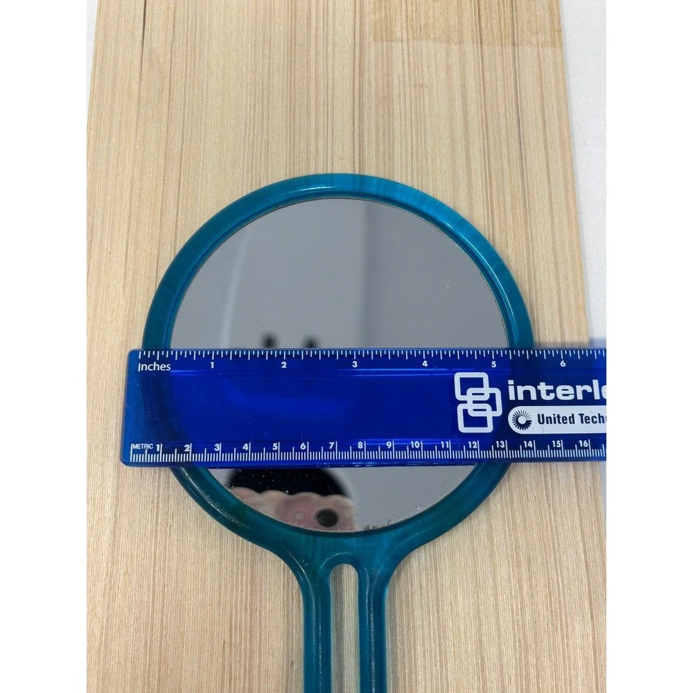 Goody Vintage Teal Hand Mirror Plastic Round Vanity Mirror